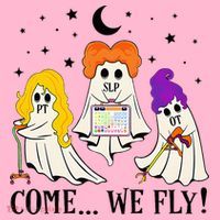 Come We Fly Funny PT SLP OT Nurse Ghost Nursing Halloween Coaster thumb 2
