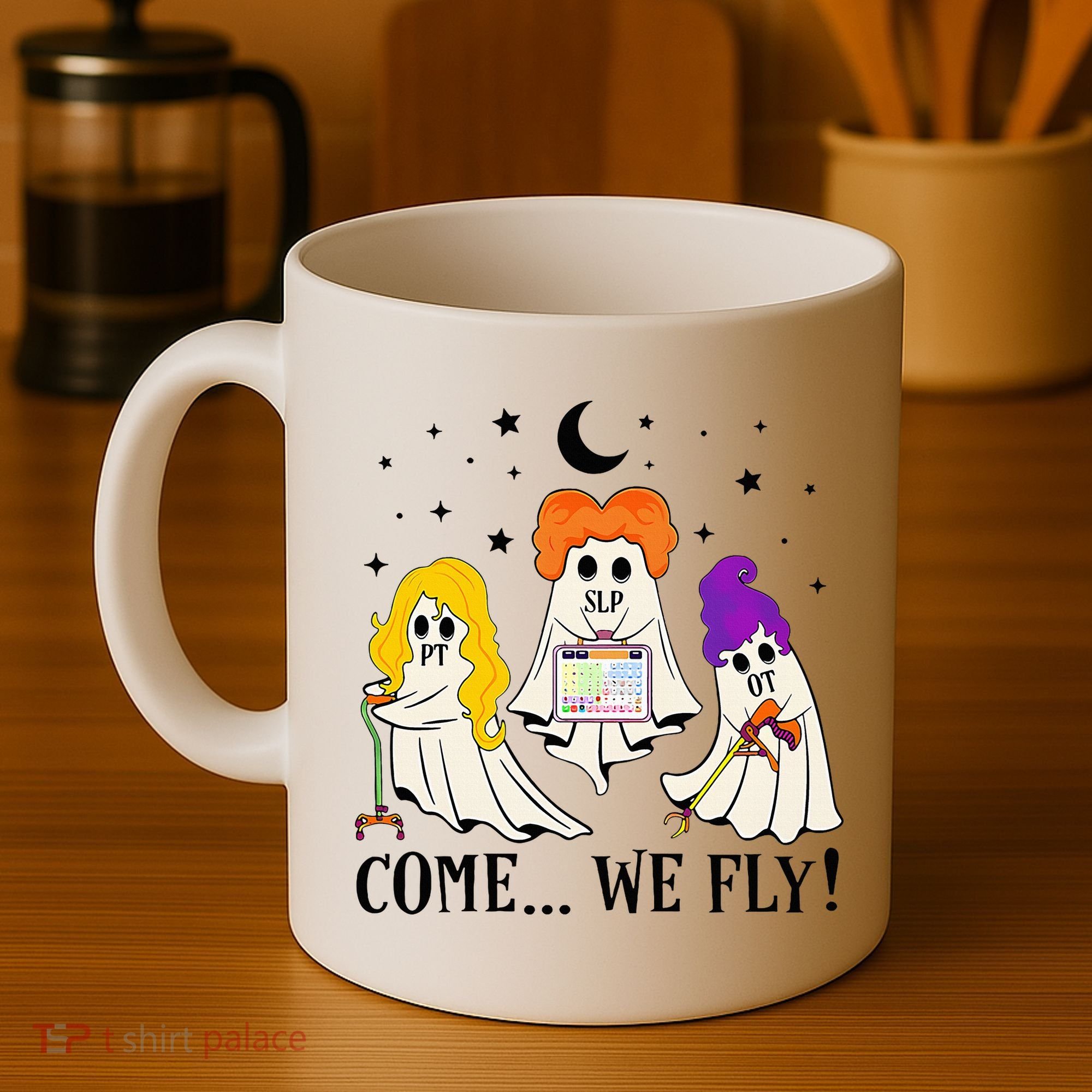 Come We Fly Funny PT SLP OT Nurse Ghost Nursing Halloween Coffee Mug