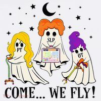 Come We Fly Funny PT SLP OT Nurse Ghost Nursing Halloween Women's Hoodie thumb 2