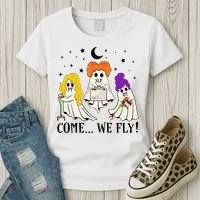 Come We Fly Funny PT SLP OT Nurse Ghost Nursing Halloween Women's T-Shirt thumb 3