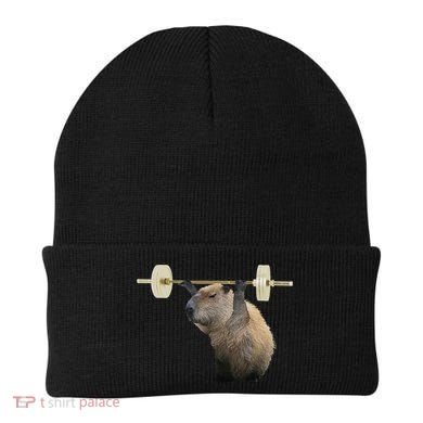 Capybara Weightlifting Funny Body Building Training Beanie