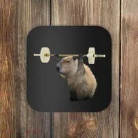 Capybara Weightlifting Funny Body Building Training Coaster thumb 0