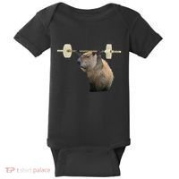 Capybara Weightlifting Funny Body Building Training Baby Bodysuit thumb 0