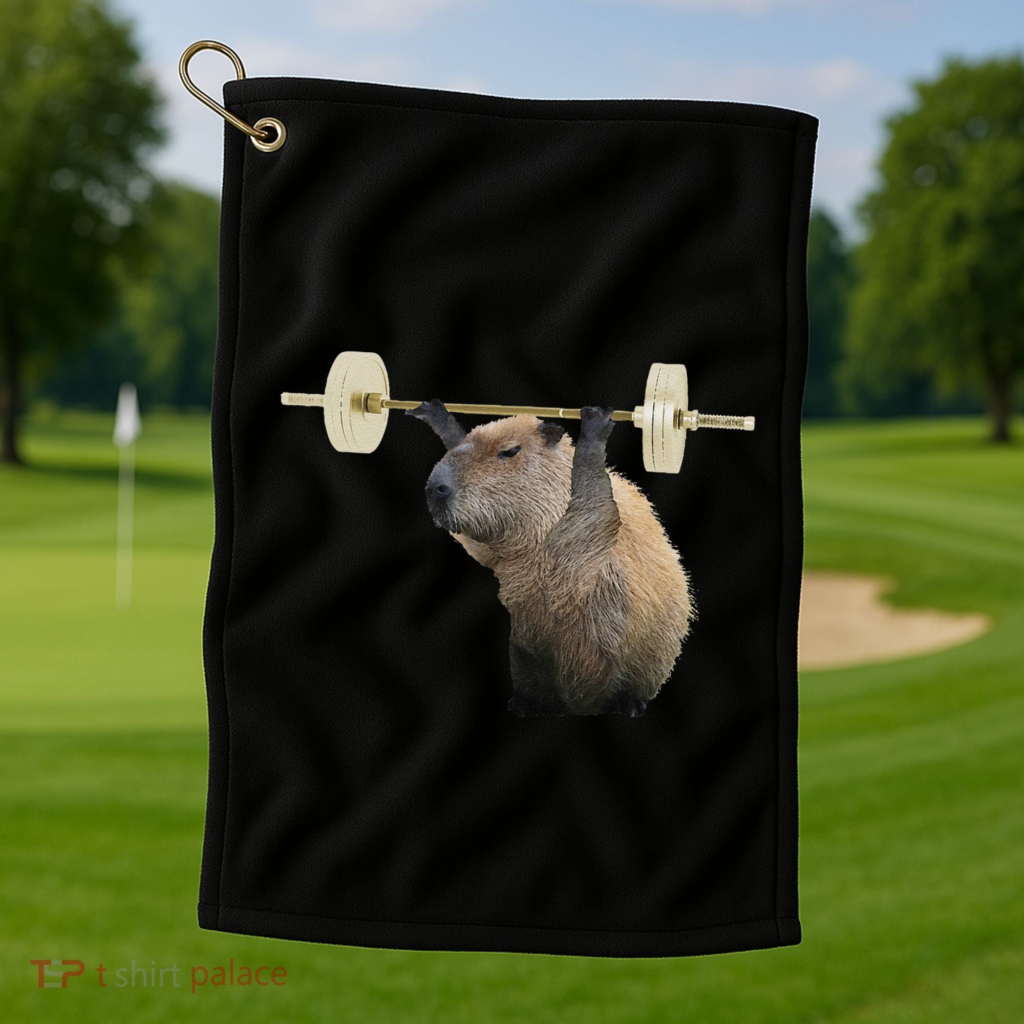 Capybara Weightlifting Funny Body Building Training Golf Towel