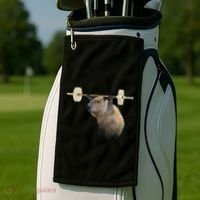Capybara Weightlifting Funny Body Building Training Golf Towel thumb 2