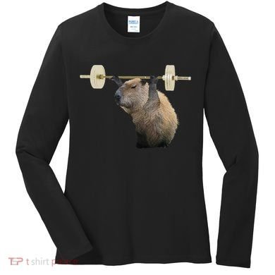 Capybara Weightlifting Funny Body Building Training Women's Long Sleeve Shirt