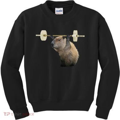 Capybara Weightlifting Funny Body Building Training Kids Sweatshirt
