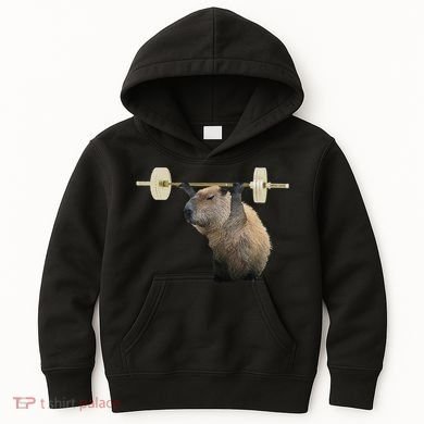 Capybara Weightlifting Funny Body Building Training Kids Hoodie