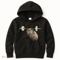 Capybara Weightlifting Funny Body Building Training Kids Hoodie thumb 0