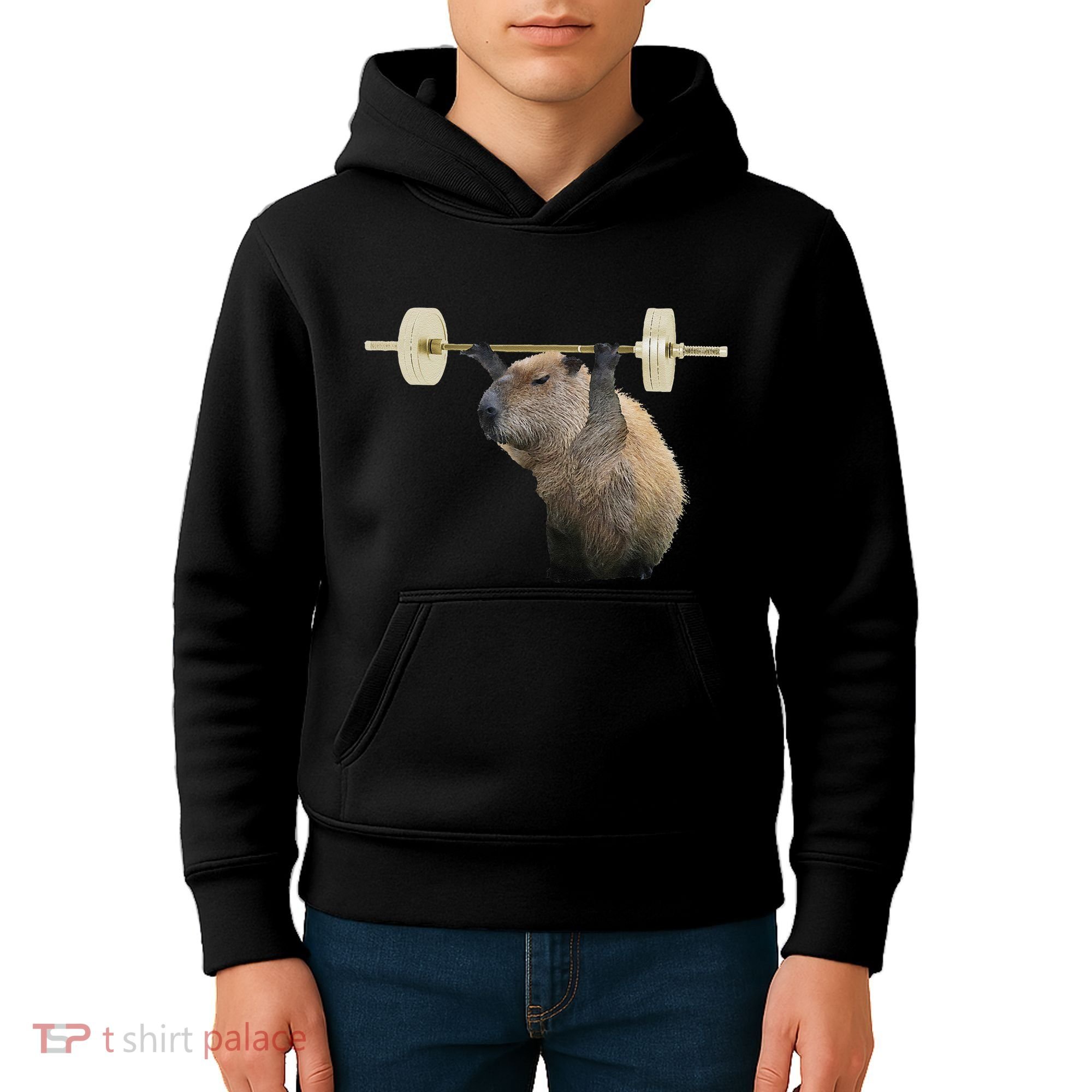 Capybara Weightlifting Funny Body Building Training Kids Hoodie