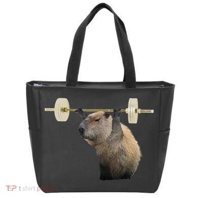 Capybara Weightlifting Funny Body Building Training Tote Bag