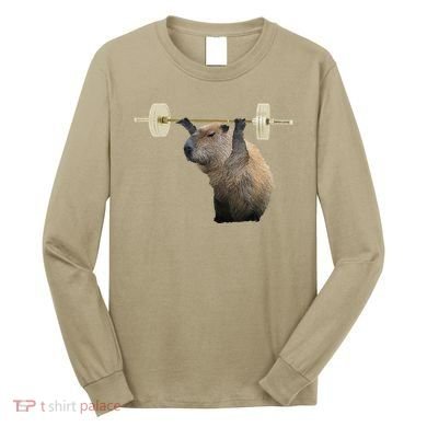 Capybara Weightlifting Funny Body Building Training Long Sleeve Shirt
