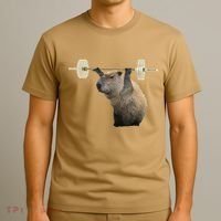 Capybara Weightlifting Funny Body Building Training T-Shirt thumb 3