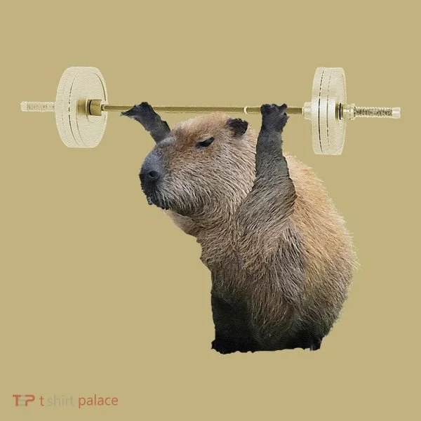Capybara Weightlifting Funny Body Building Training Button
