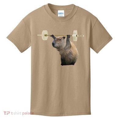 Capybara Weightlifting Funny Body Building Training Kids T-Shirt