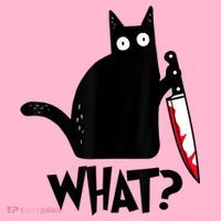 Cat What? Funny Black Cat Murderous Cat With Knife Coaster thumb 2