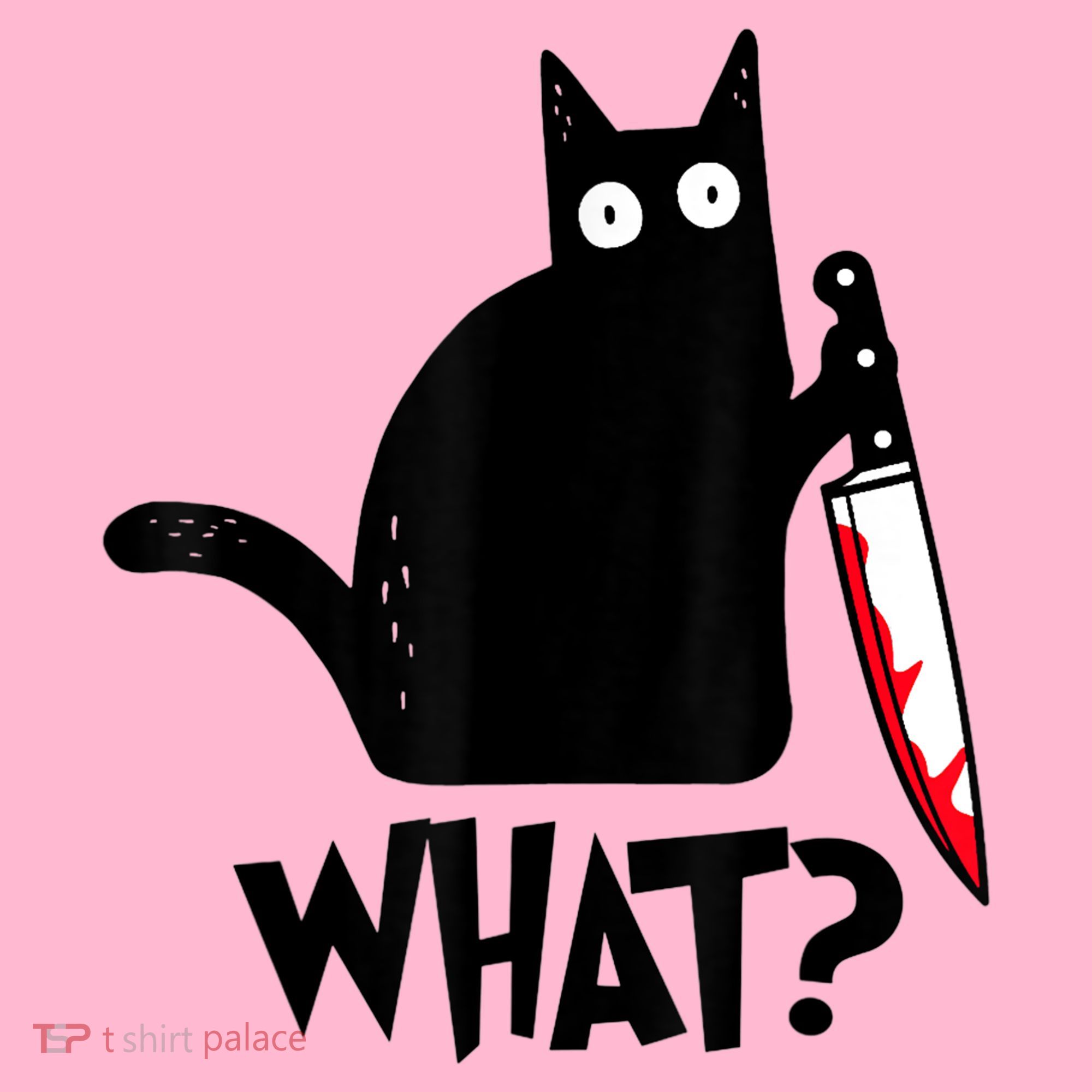 Cat What? Funny Black Cat Murderous Cat With Knife Coaster