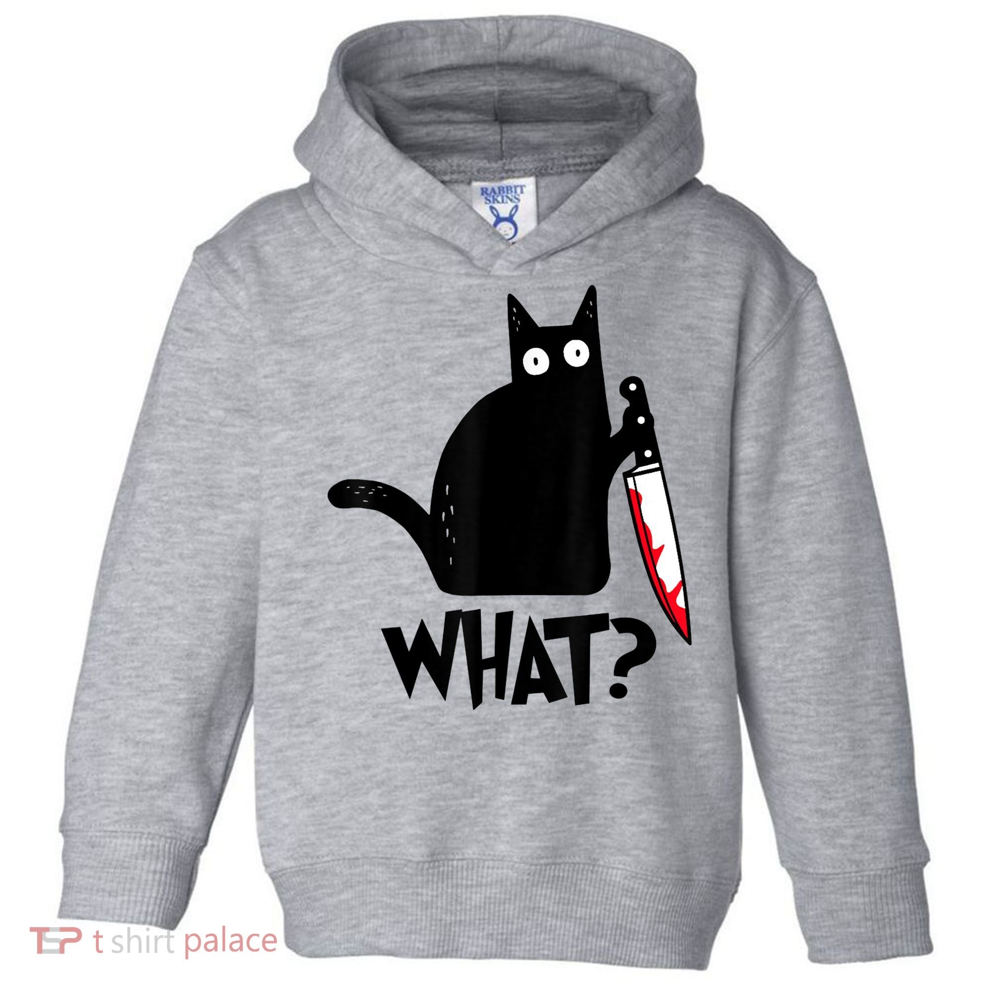 Cat What? Funny Black Cat Murderous Cat With Knife Toddler Hoodie