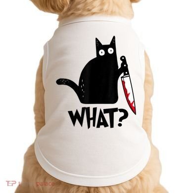 Cat What? Funny Black Cat Murderous Cat With Knife Doggie Tank