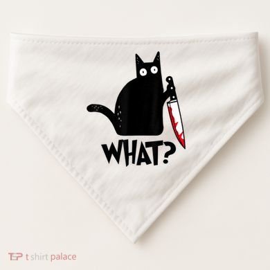 Cat What? Funny Black Cat Murderous Cat With Knife USA-Made Doggie Bandana