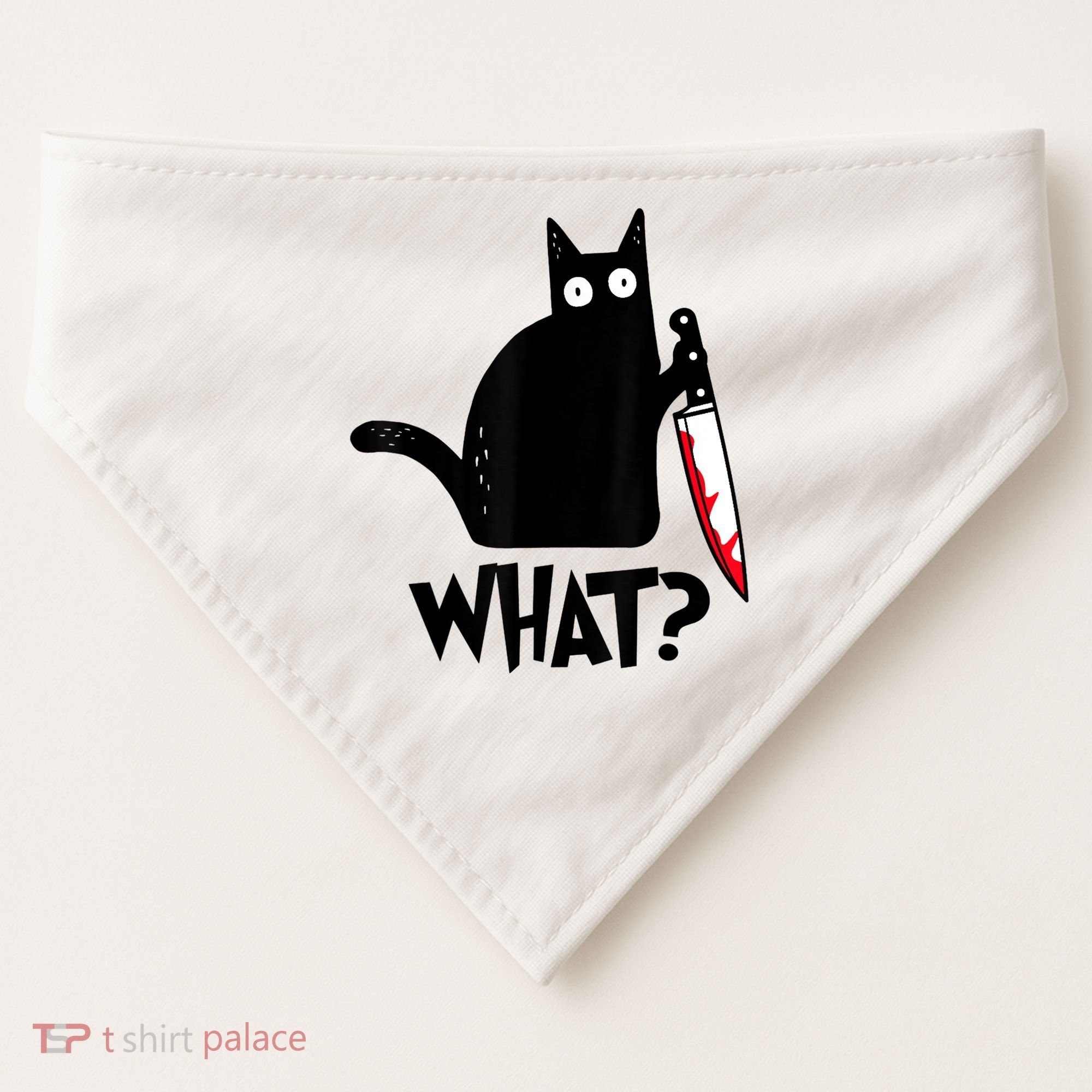Cat What? Funny Black Cat Murderous Cat With Knife USA-Made Doggie Bandana