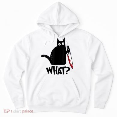 Cat What? Funny Black Cat Murderous Cat With Knife Hoodie
