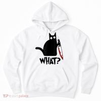 Cat What? Funny Black Cat Murderous Cat With Knife Hoodie thumb 0