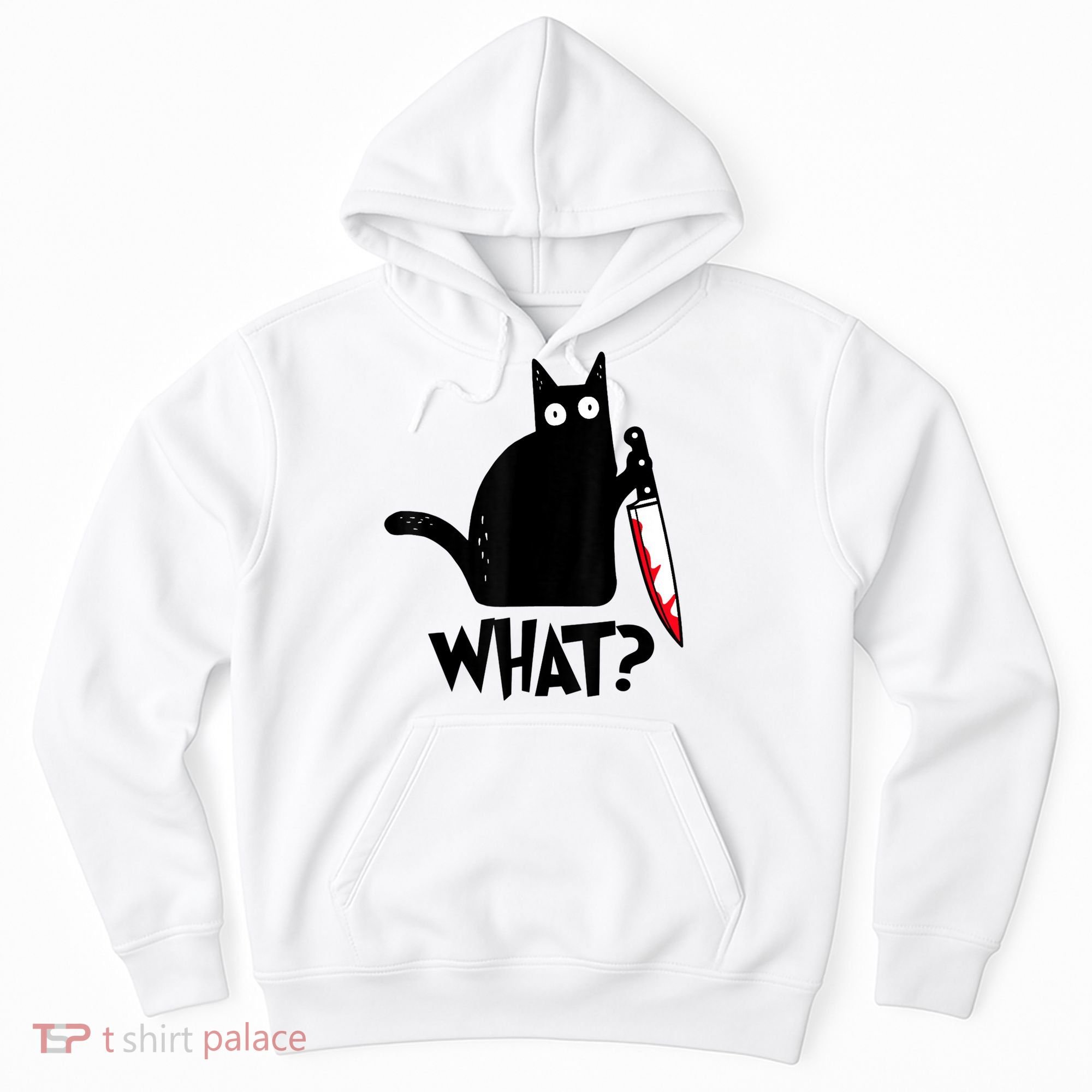 Cat What? Funny Black Cat Murderous Cat With Knife Hoodie