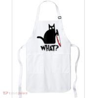 Cat What? Funny Black Cat Murderous Cat With Knife Apron thumb 0