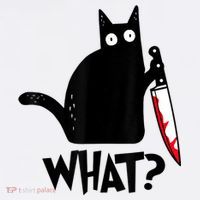 Cat What? Funny Black Cat Murderous Cat With Knife Apron thumb 3