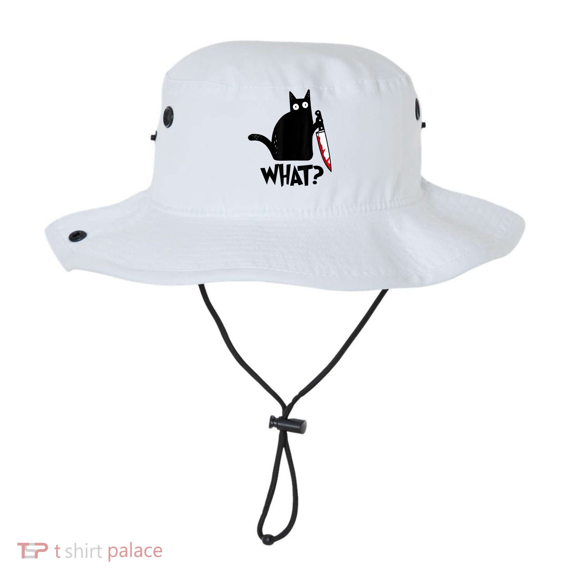 Cat What? Funny Black Cat Murderous Cat With Knife Bucket Hat