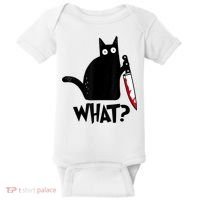 Cat What? Funny Black Cat Murderous Cat With Knife Baby Bodysuit thumb 0