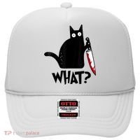 Cat What? Funny Black Cat Murderous Cat With Knife Hat thumb 0