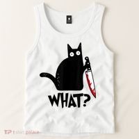 Cat What? Funny Black Cat Murderous Cat With Knife Tank Top thumb 2