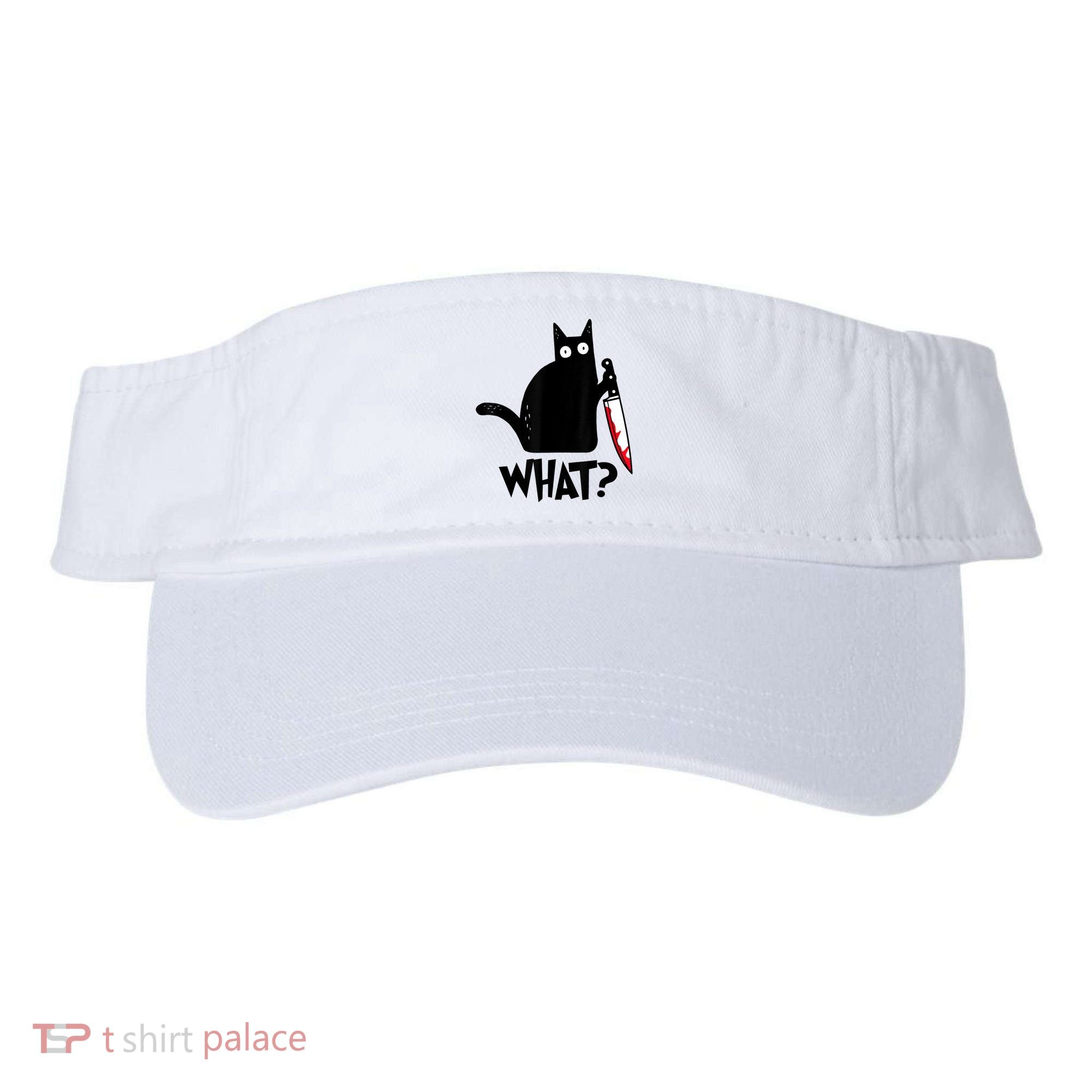 Cat What? Funny Black Cat Murderous Cat With Knife Visor