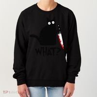 Cat What Funny Black Cat Murderous Cat With Knife Women's Sweatshirt thumb 0
