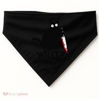 Cat What Funny Black Cat Murderous Cat With Knife USA-Made Doggie Bandana thumb 0