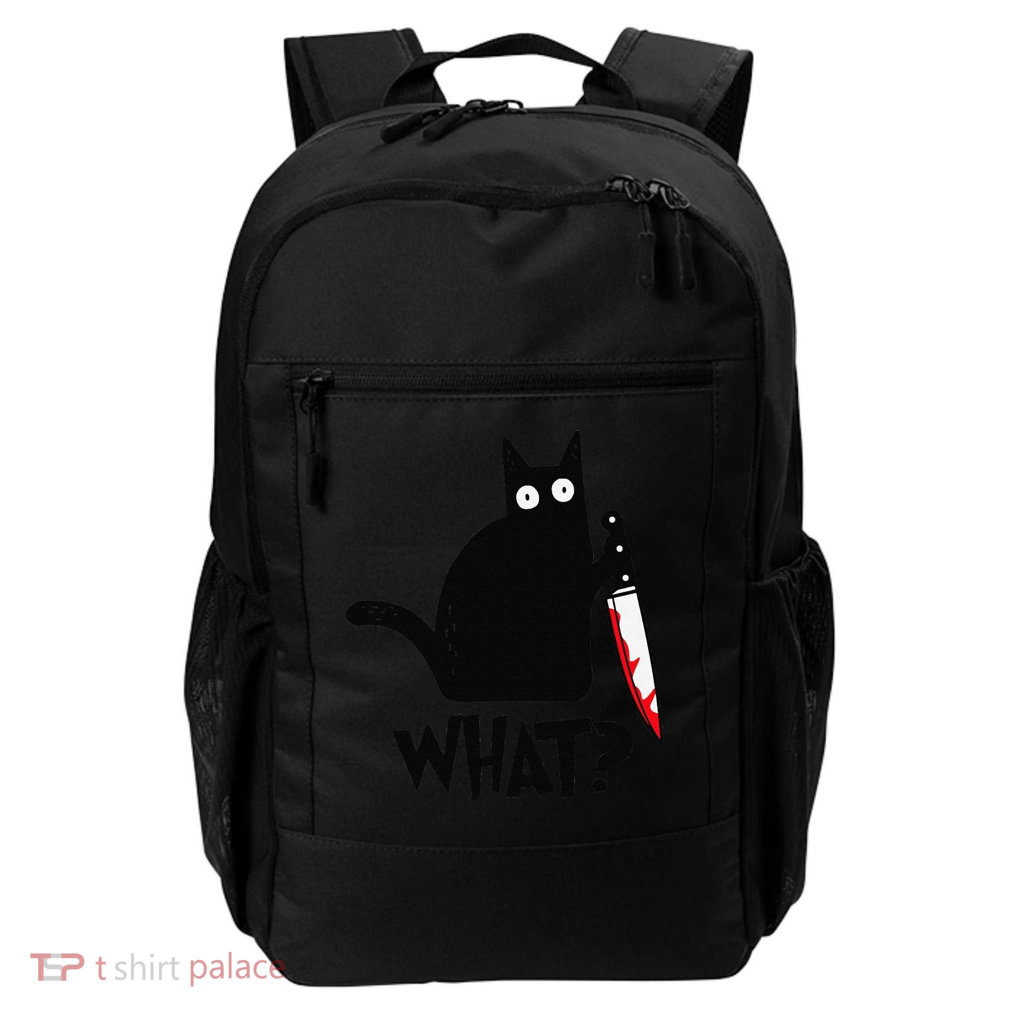 Cat What Funny Black Cat Murderous Cat With Knife Backpack