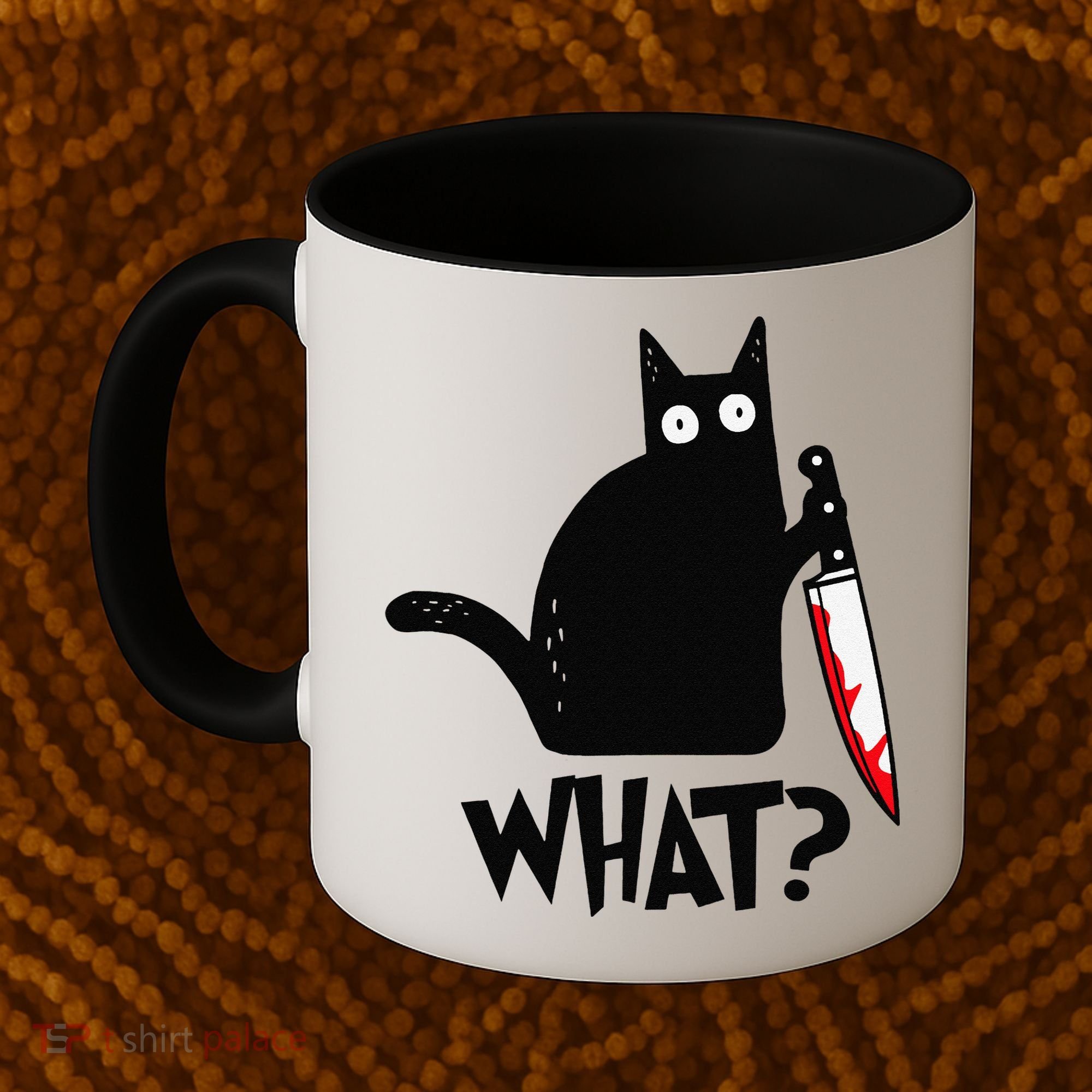 Cat What Funny Black Cat Murderous Cat With Knife Coffee Mug