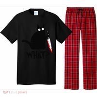 Cat What Funny Black Cat Murderous Cat With Knife Pajama Set thumb 0