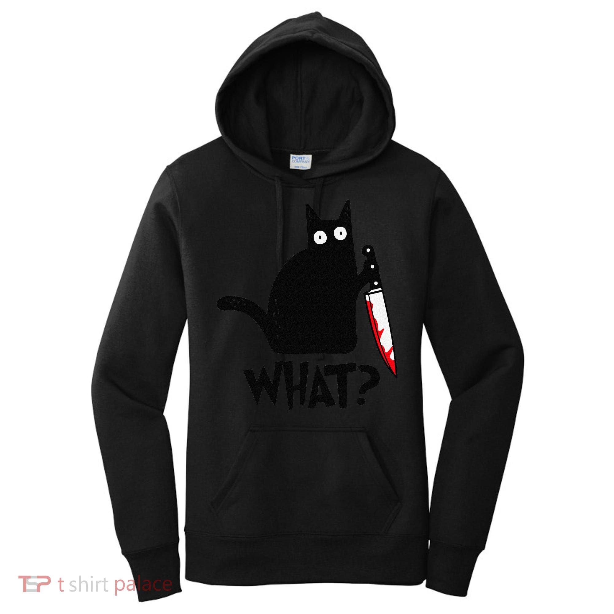 Cat What Funny Black Cat Murderous Cat With Knife Women's Hoodie