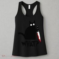 Cat What Funny Black Cat Murderous Cat With Knife Women's Tank Top thumb 3