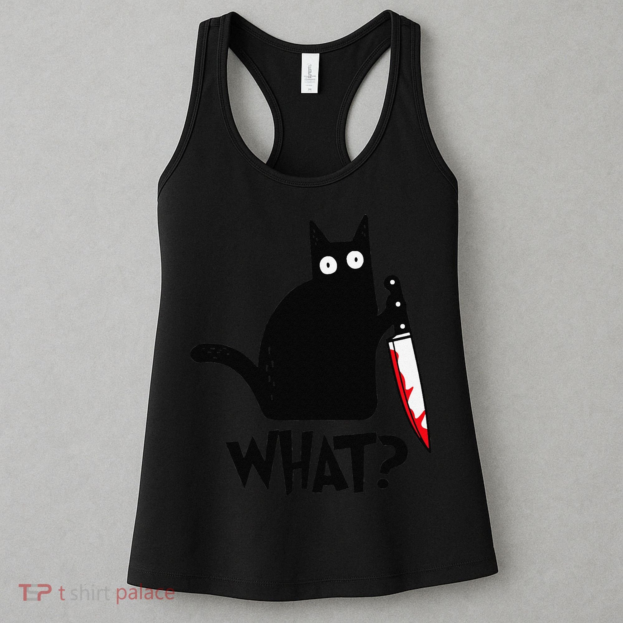 Cat What Funny Black Cat Murderous Cat With Knife Women's Tank Top