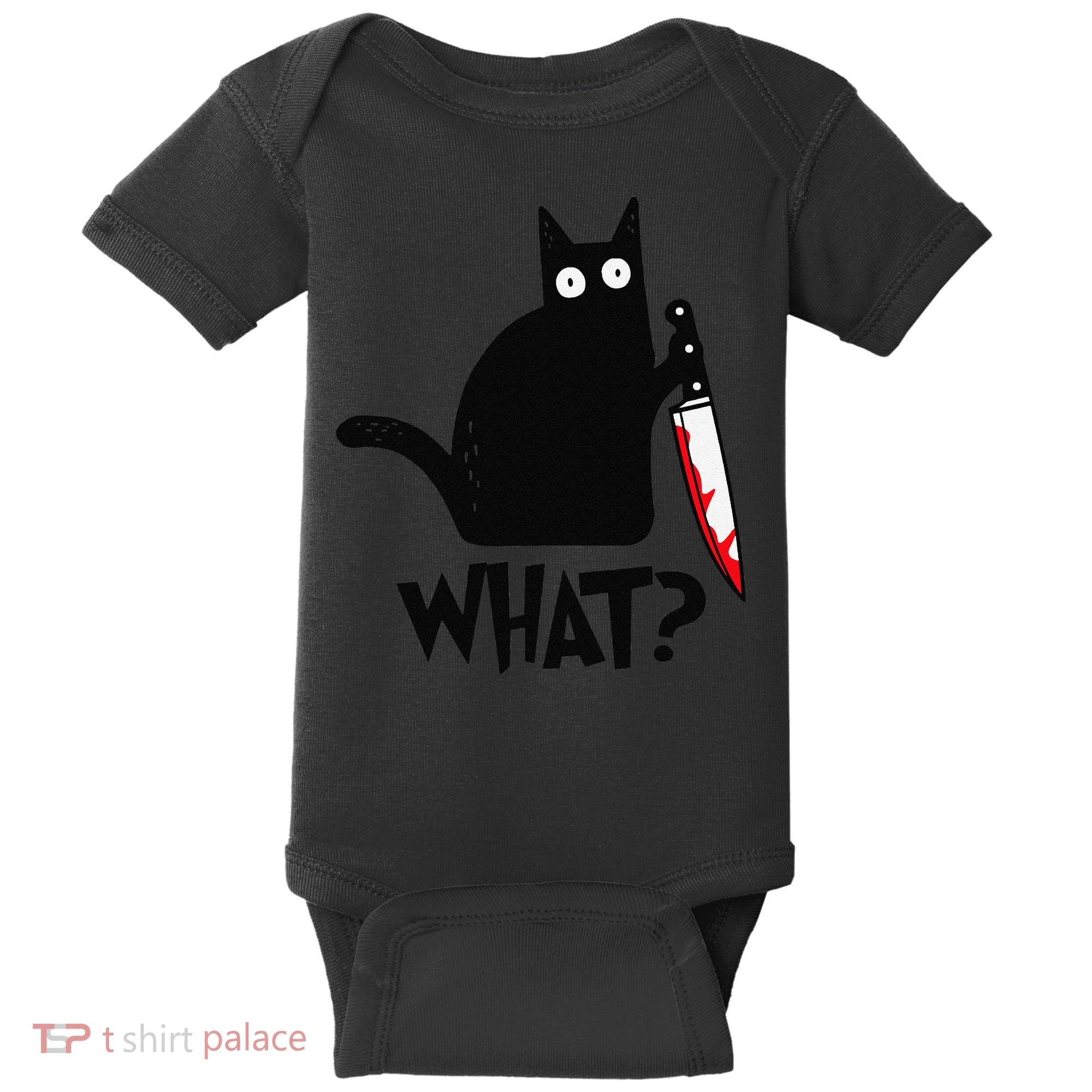 Cat What Funny Black Cat Murderous Cat With Knife Baby Bodysuit