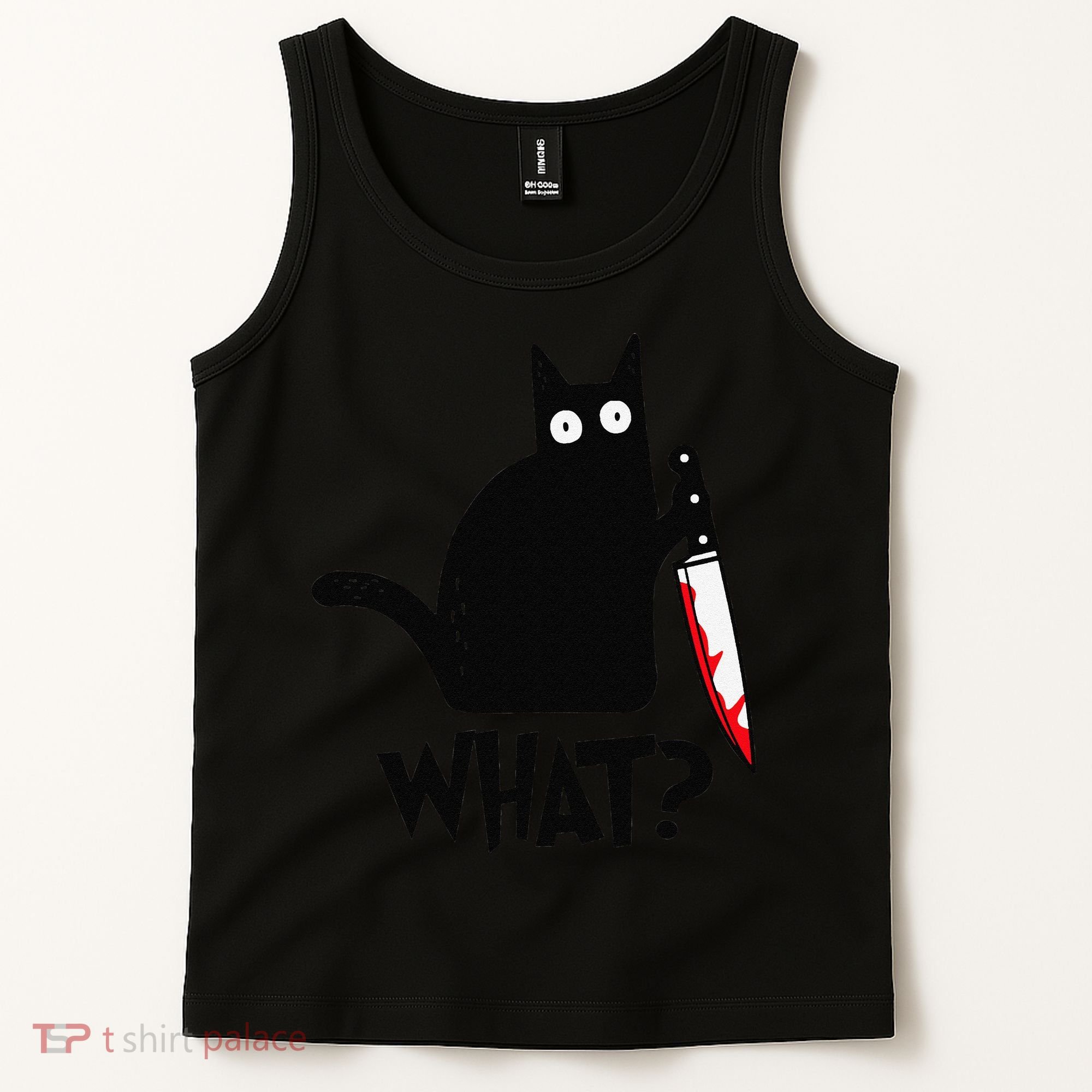 Cat What Funny Black Cat Murderous Cat With Knife Tank Top