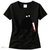 Cat What Funny Black Cat Murderous Cat With Knife Women's T-Shirt thumb 0
