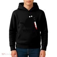 Cat What Funny Black Cat Murderous Cat With Knife Kids Hoodie thumb 4