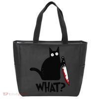 Cat What Funny Black Cat Murderous Cat With Knife Tote Bag thumb 0