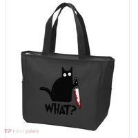 Cat What Funny Black Cat Murderous Cat With Knife Tote Bag thumb 3
