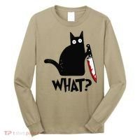 Cat What Funny Black Cat Murderous Cat With Knife Long Sleeve Shirt thumb 0